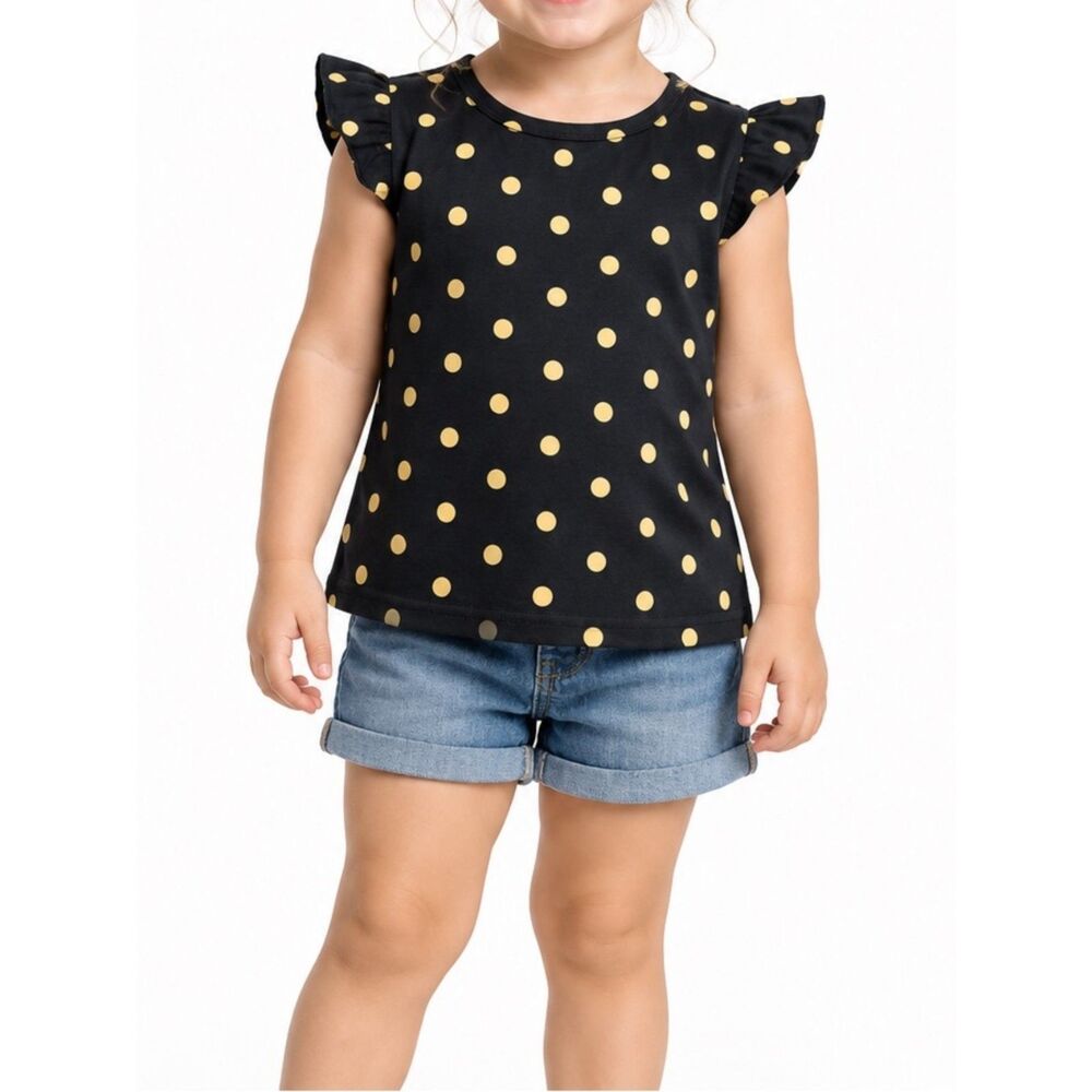 π₯ 5 for $30 π₯ SHEIN Toddler Girlsβ Yellow Polka Dot Ruffle Sleeve Top | 2-3Y